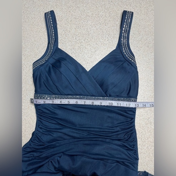 Trixxi Navy Blue Jeweled Evening Dress Size Small - Picture 8 of 10